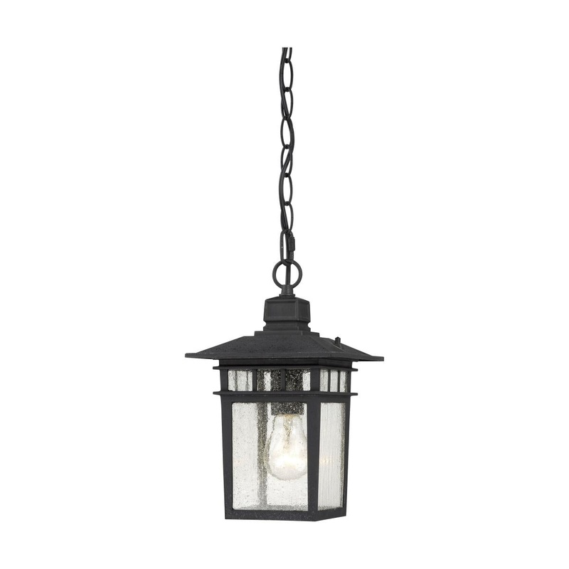 Cove Neck - 1 Light 12" Hanging Lantern with Clear Seed Glass - Textured Black Finish