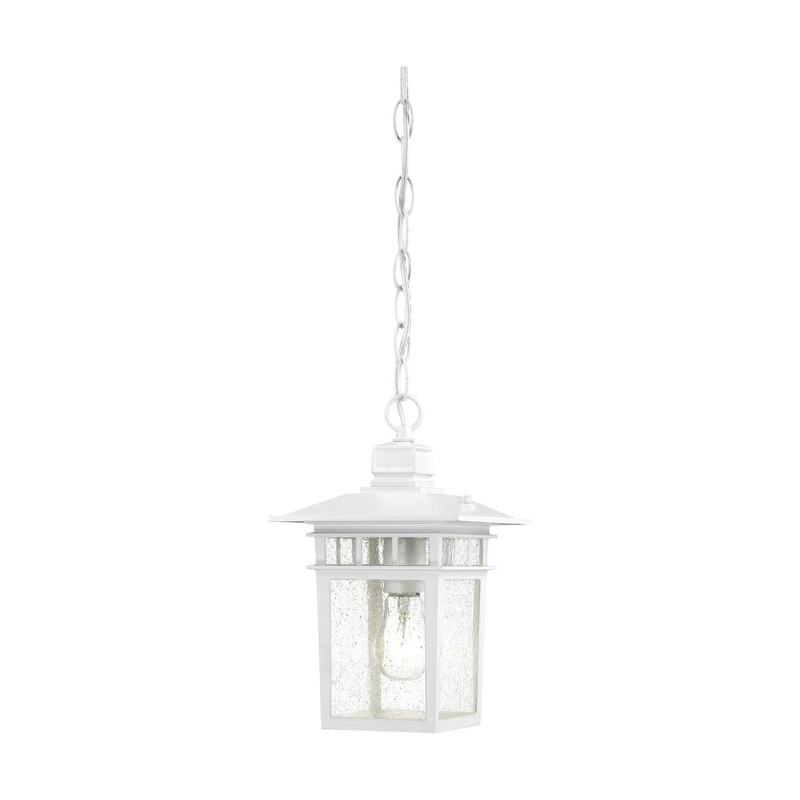 Cove Neck - 1 Light 12" Hanging Lantern with Clear Seed Glass - White Finish
