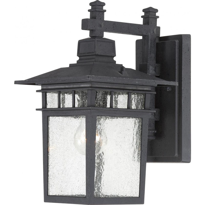 Cove Neck - 1 Light 14" Wall Lantern with Clear Seed Glass - Textured Black Finish