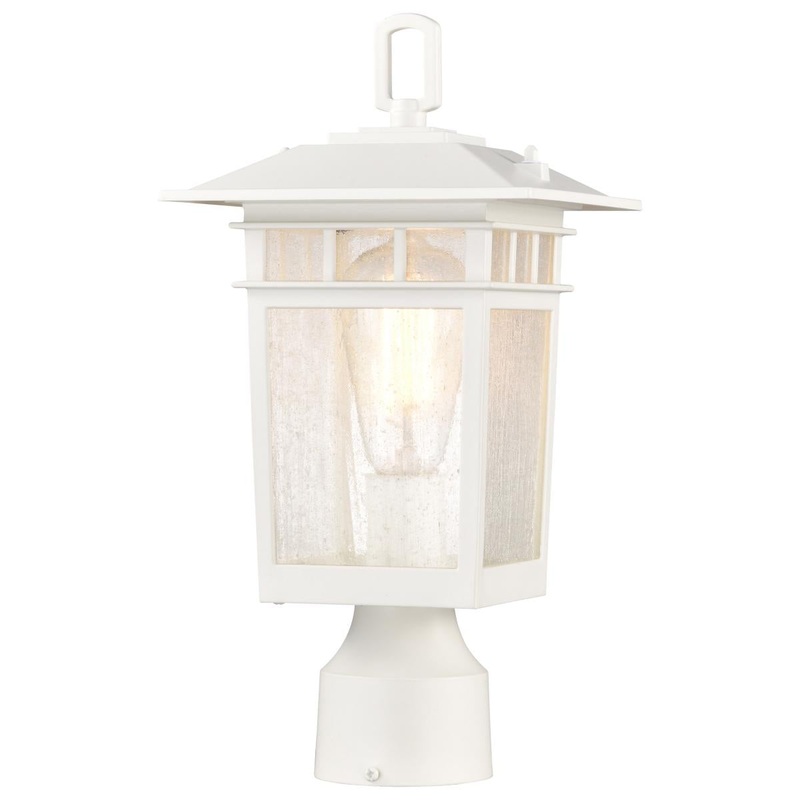 Cove Neck Collection Outdoor Medium 14 inch Post Light Pole Lantern; White Finish with Clear Seeded Glass
