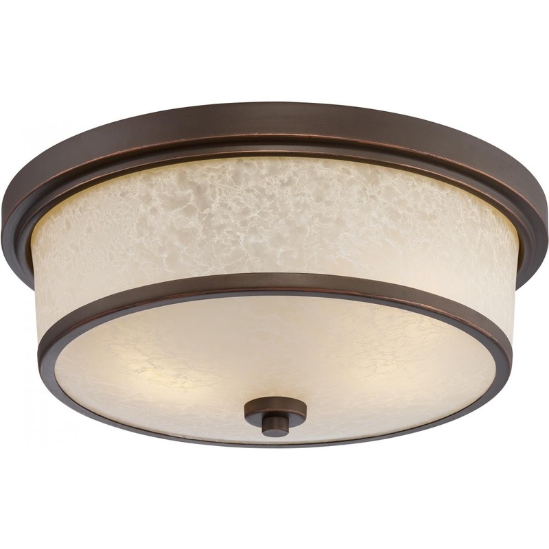 Diego - LED Flush with Satin Amber Glass - Mahogany Bronze Finish