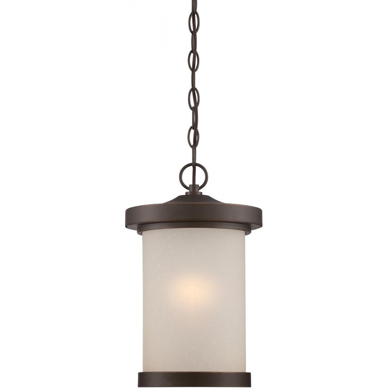Diego - LED Hanging Lantern with Satin Amber Glass - Mahogany Bronze Finish