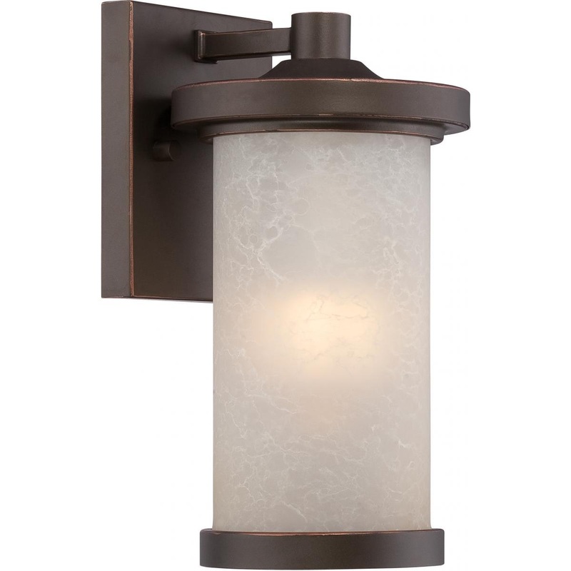 Diego - LED Small Wall Lantern with Satin Amber Glass - Mahogany Bronze Finish