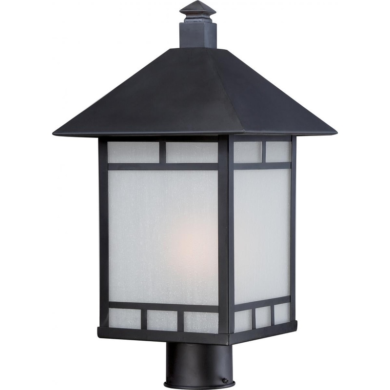 Drexel - 1 Light - Post Lantern with Frosted Seed Glass - Stone Black Finish