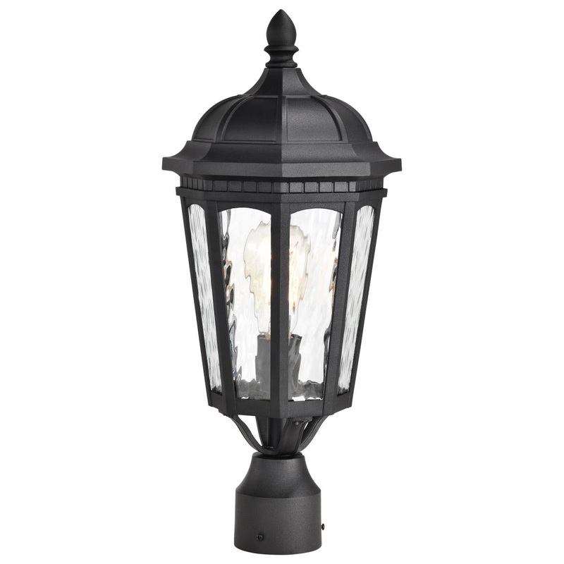East River Collection Outdoor 19.5 inch Post Light Pole Lantern; Matte Black Finish with Clear Water Glass