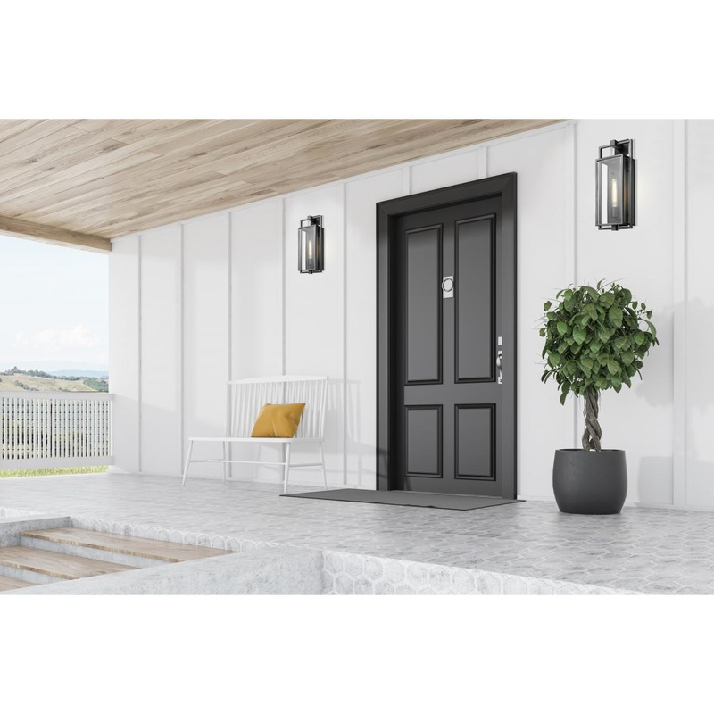 Exhibit; 1 Light; Large Wall Lantern; Matte Black Finish with Clear Beveled Glass