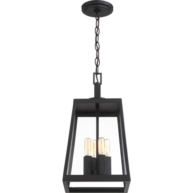 Halifax - 4 Light Hanging Lantern - with Clear Glass - Matte Black Finish