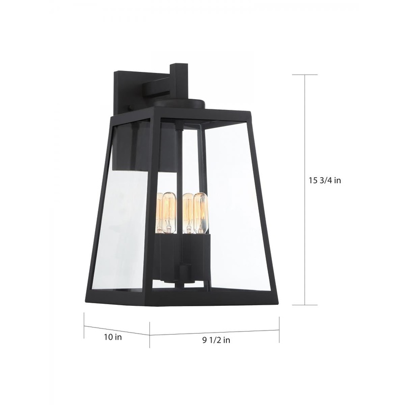 Halifax - 4 Light Large Wall Lantern - with Clear Glass - Matte Black Finish