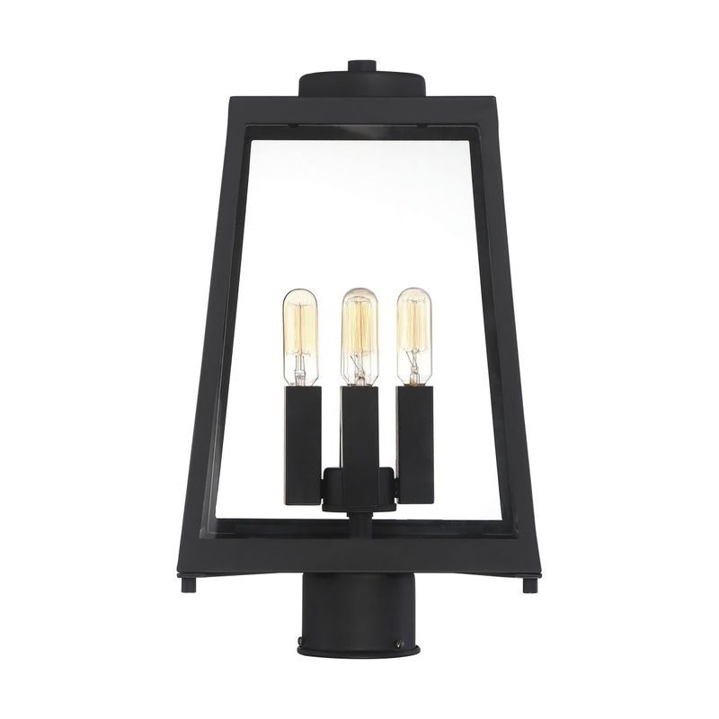 Halifax - 4 Light Post Lantern - with Clear Glass - Matte Black Finish