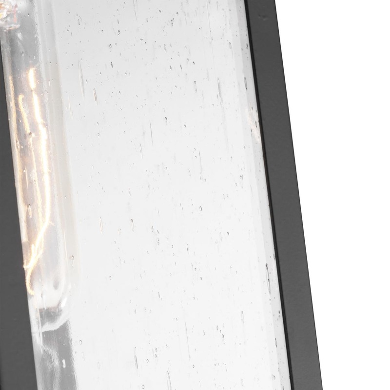 Homestead; 1 Light; Small Wall Lantern; Matte Black & Wood Finish with Clear Seeded Glass