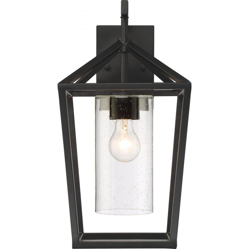 Hopewell- 1 Light Large Wall Lantern - with Clear Seeded Glass - Matte Black Finish