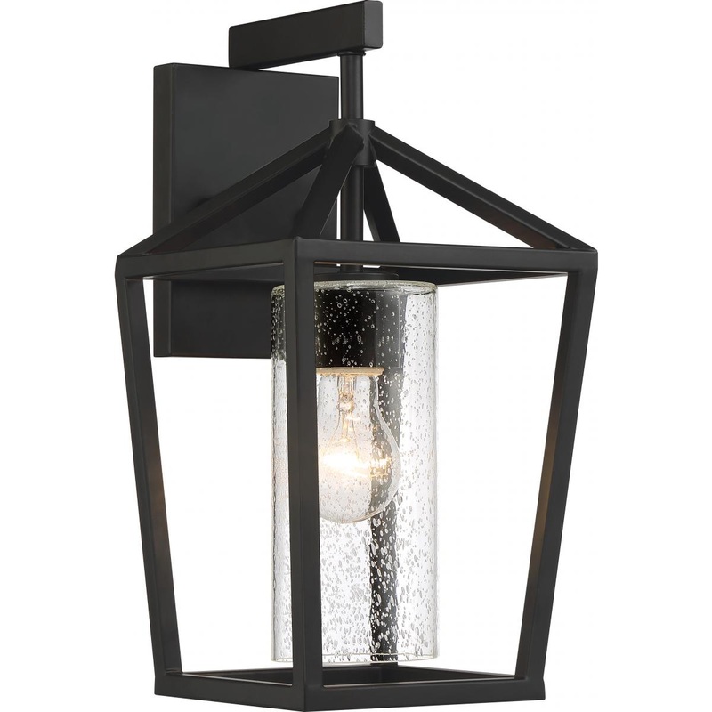 Hopewell- 1 Light Medium Wall Lantern - with Clear Seeded Glass - Matte Black Finish