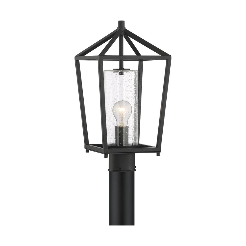 Hopewell- 1 Light Post Lantern - with Clear Seeded Glass - Matte Black Finish