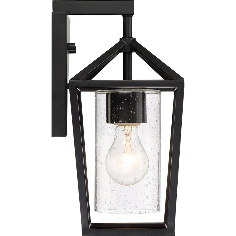Hopewell- 1 Light Small Wall Lantern - with Clear Seeded Glass - Matte Black Finish
