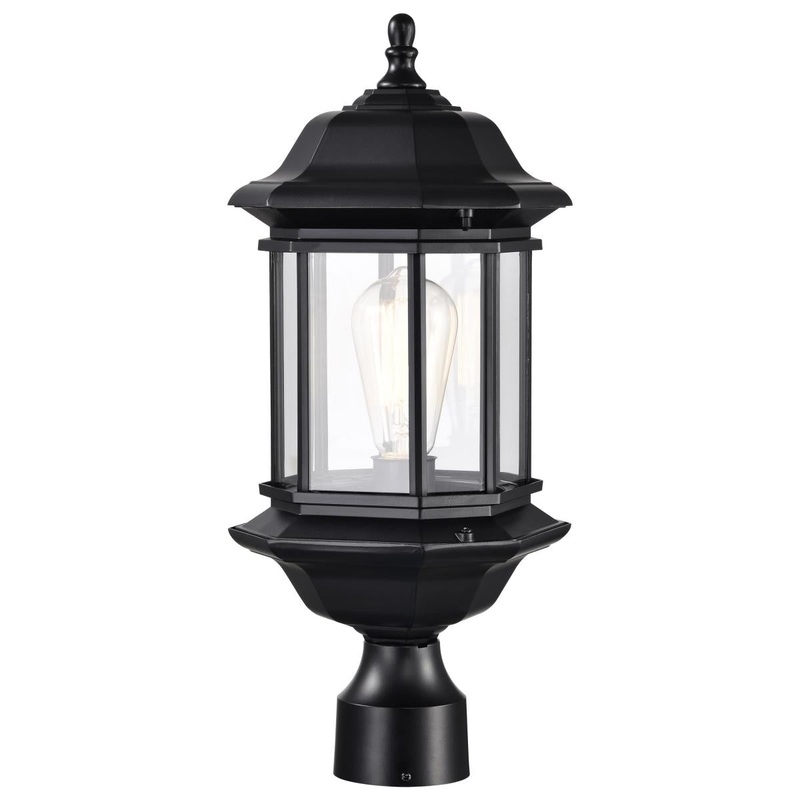 Hopkins Outdoor Collection 18.5 inch Large Post Light Pole Lantern; Matte Black Finish with Clear Glass