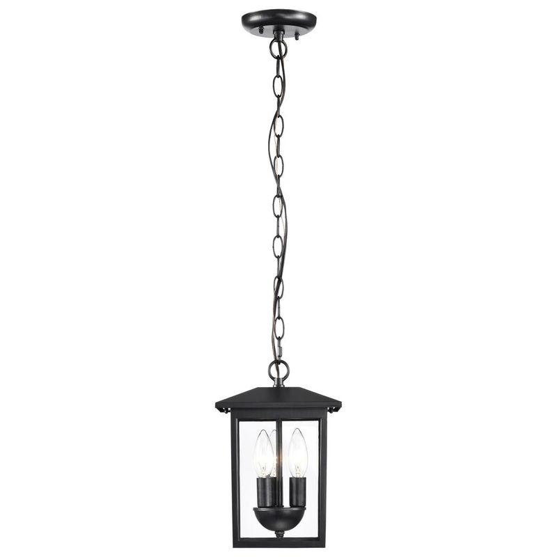 Jamesport Collection Outdoor 11 inch Hanging Light; Matte Black with Clear Glass