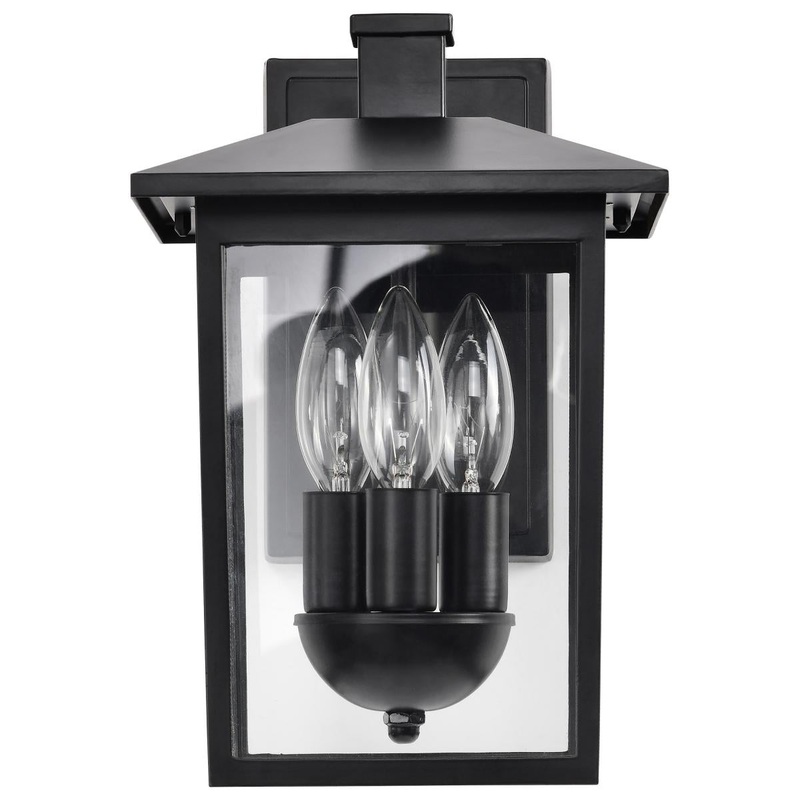 Jamesport Collection Outdoor 11 inch Wall Lantern; Matte Black with Clear Glass