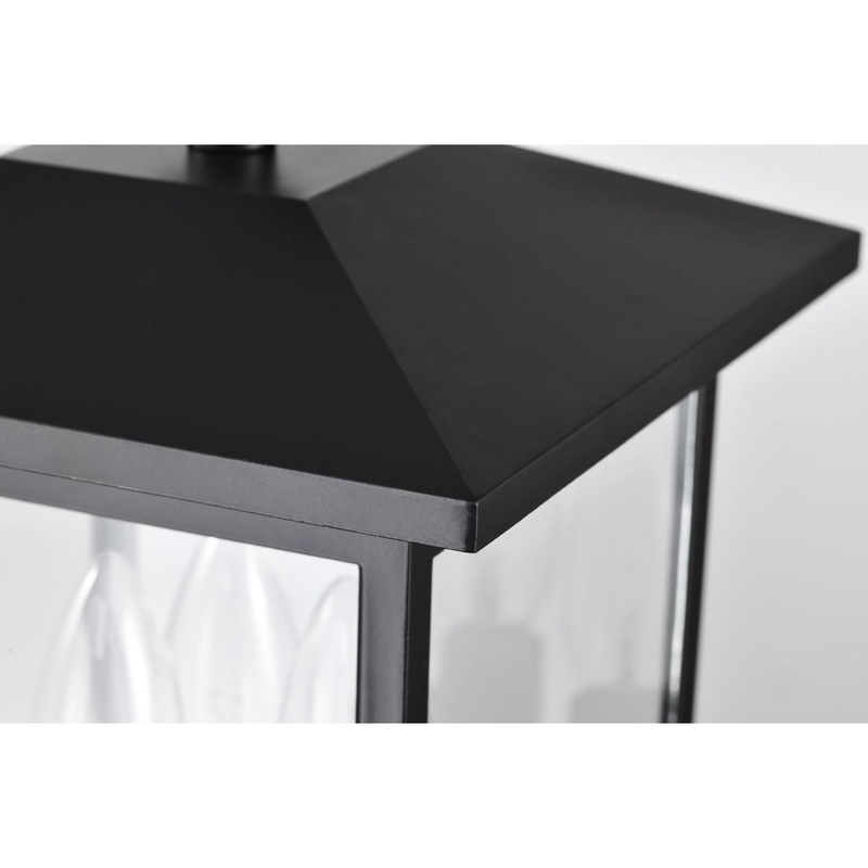 Jamesport Collection Outdoor 15 inch Post Light Pole Lantern; Matte Black with Clear Glass