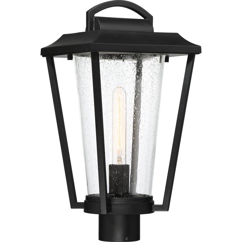 Lakeview - 1 Light Post Lantern with Clear Seed Glass - Aged Bronze Finish
