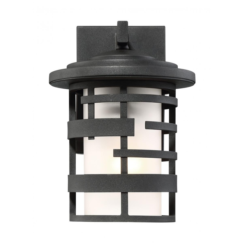 Lansing - 1 Light 10" Wall Lantern with Etched Glass - Textured Black Finish