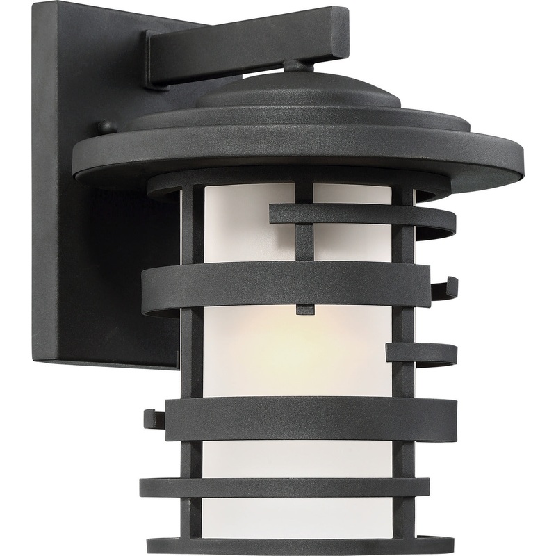 Lansing - 1 Light 12" Wall Lantern with Etched Glass - Textured Black Finish