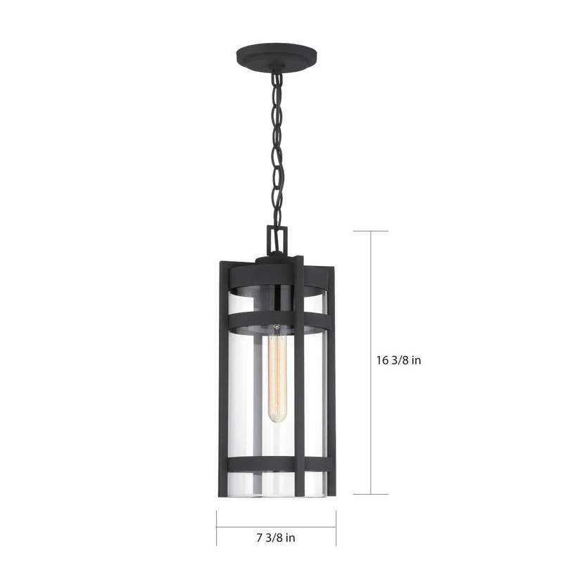Tofino - 1 Light Hanging Lantern- Clear Glass - Textured Black Finish