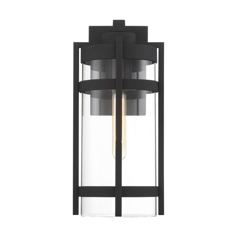 Tofino - 1 Light Large Wall Lantern - Clear Glass - Textured Black Finish