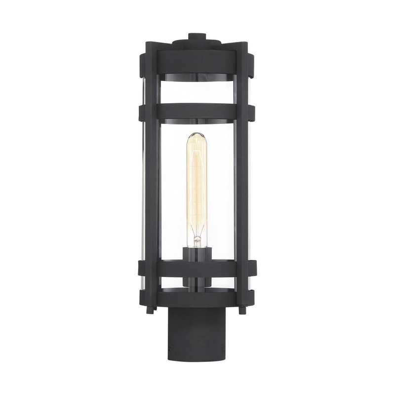 Tofino - 1 Light Post Lantern - Clear Glass - Textured Black Finish