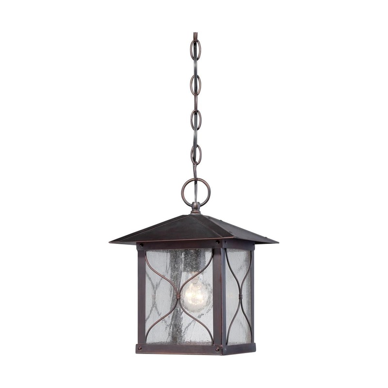 Vega -1 Light - Hanging Lantern with Clear Seed Glass - Classic Bronze Finish