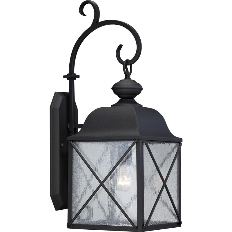 Wingate - 1 Light - 8" Wall Lantern with Clear Seed Glass - Textured Black Finish