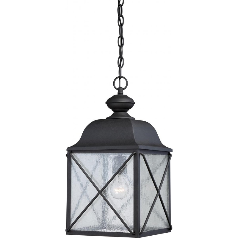 Wingate - 1 Light - Hanging Lantern with Clear Seed Glass - Textured Black Finish