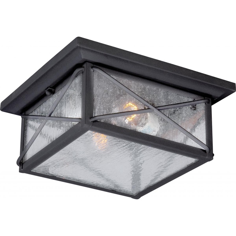 Wingate - 2 Light - Flush with Clear Seed Glass - Textured Black Finish