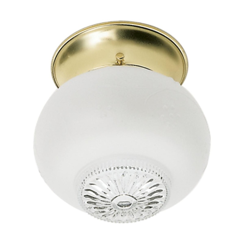 1 Light - 6" Flush Clear Bottom Glass - Polished Brass Finish