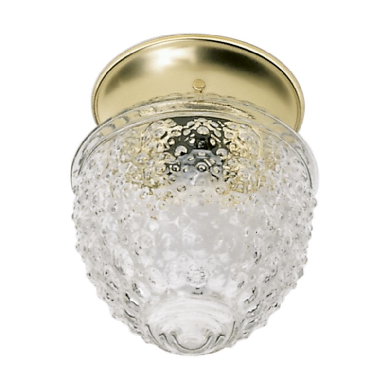1 Light - 6" Flush with Clear Pineapple Glass - Polished Brass Finish