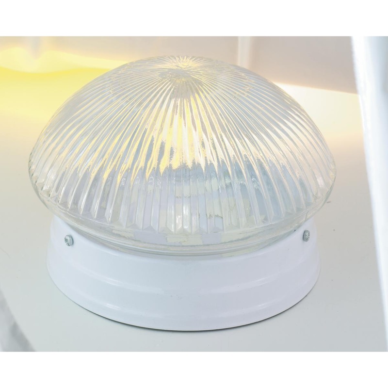 1 Light - 6" Flush with Clear Ribbed Glass - Polished Brass Finish
