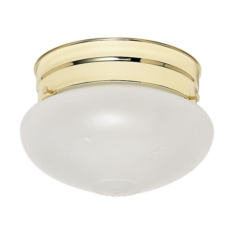 1 Light - 6" Flush with Frosted Grape Glass - Polished Brass Finish