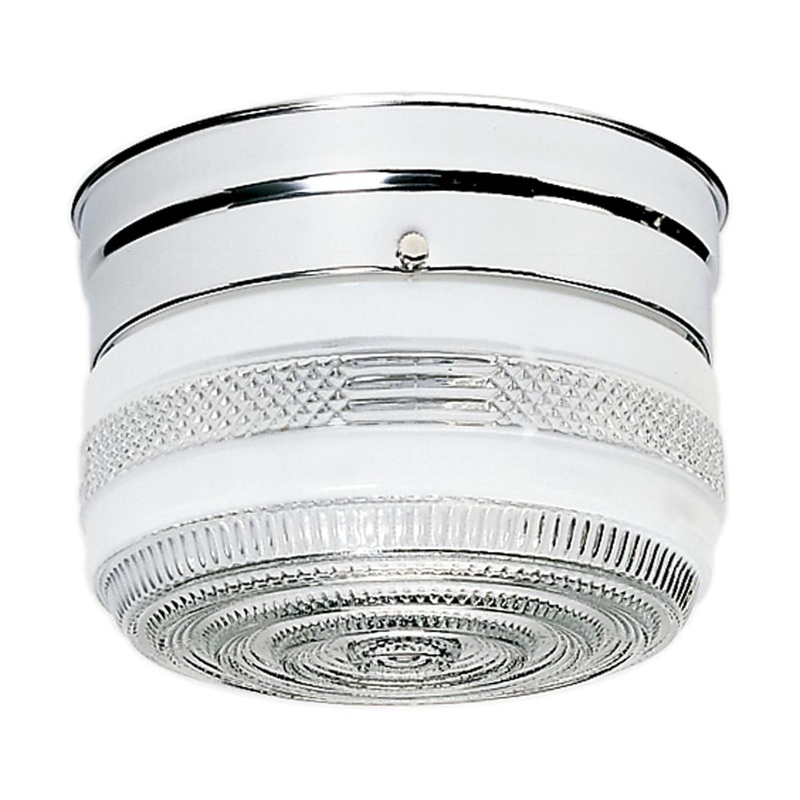 1 Light - 6'' Flush with White and Crystal Accent Glass - Polished Chrome Finish