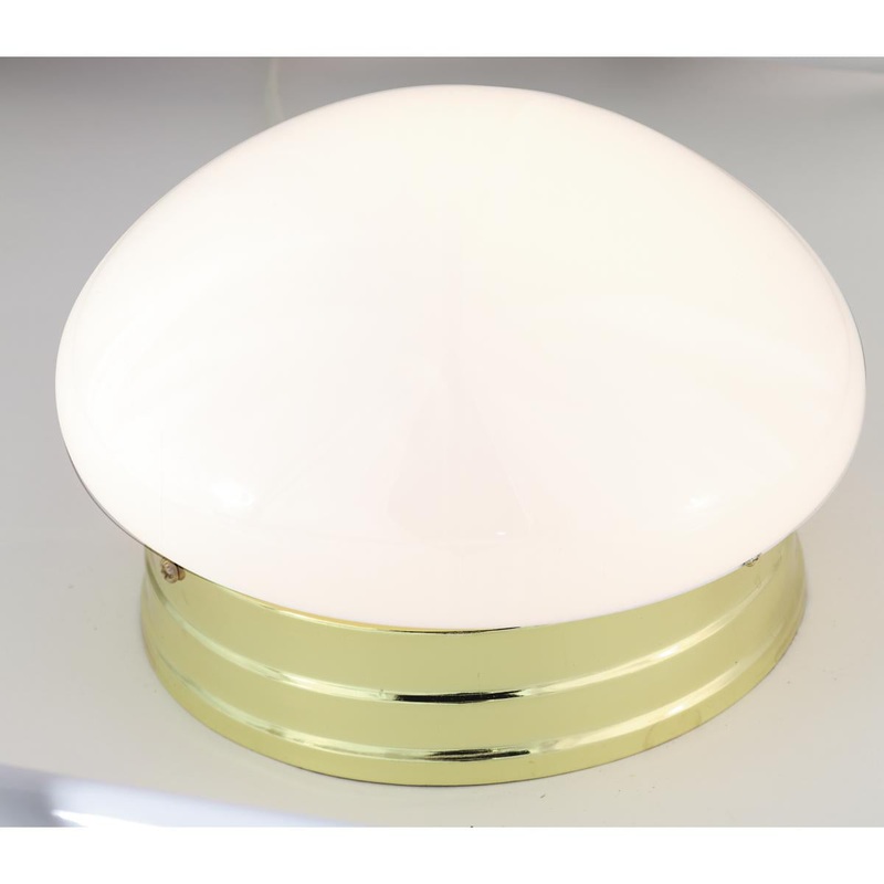 1 Light - 8" Flush with White Glass - Polished Brass Finish