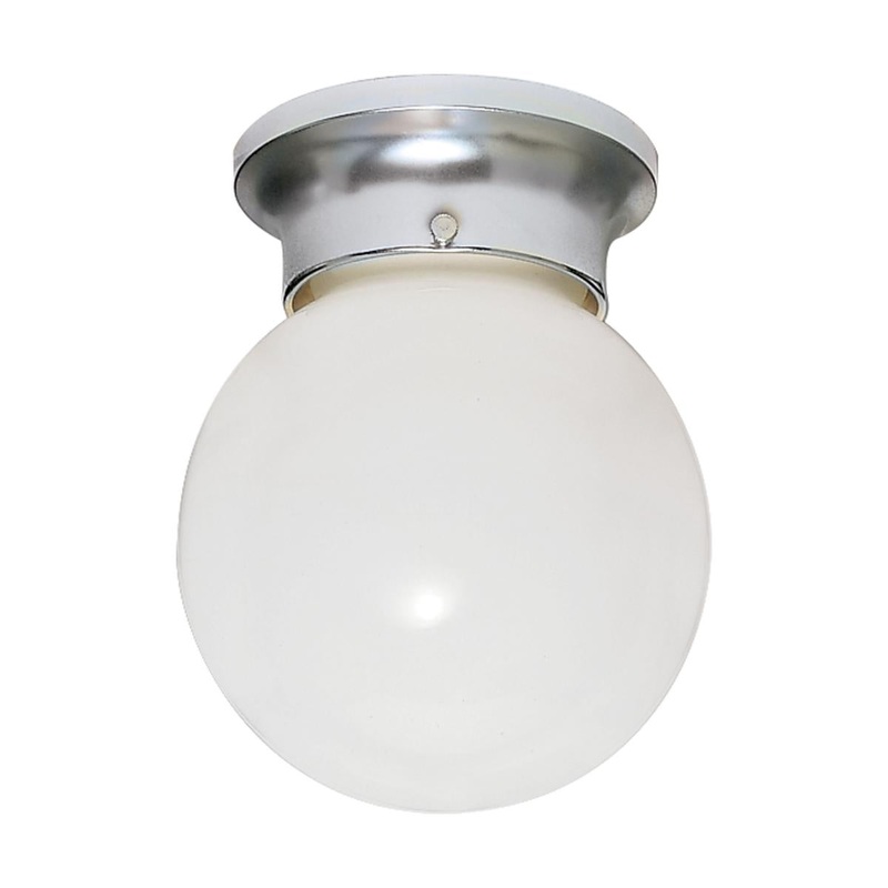 1 Light - 8" Flush with White Glass - Polished Chrome Finish