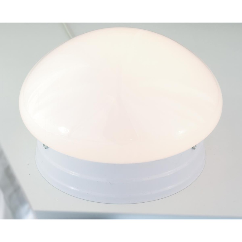1 Light - 8" Flush with White Glass - White Finish