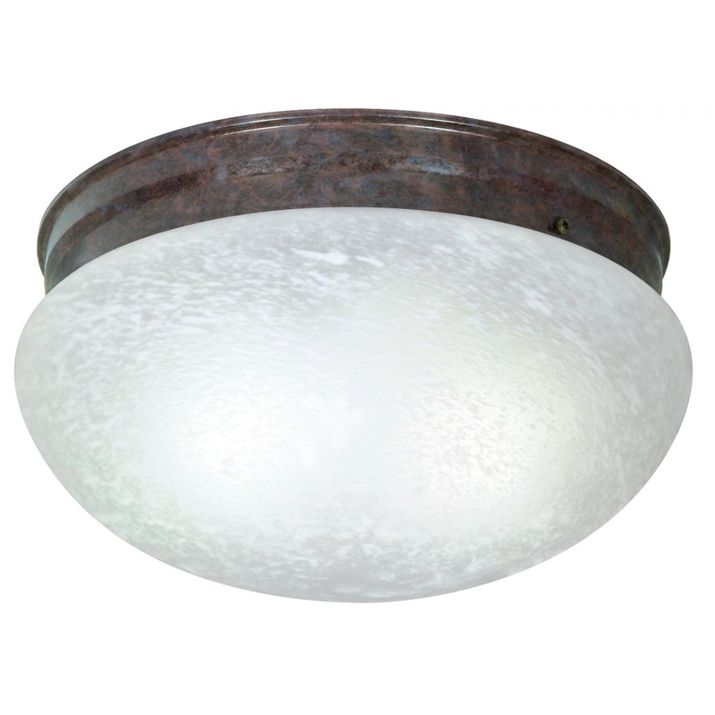 2 Light - 12" Flush with Alabaster Glass - Old Bronze Finish