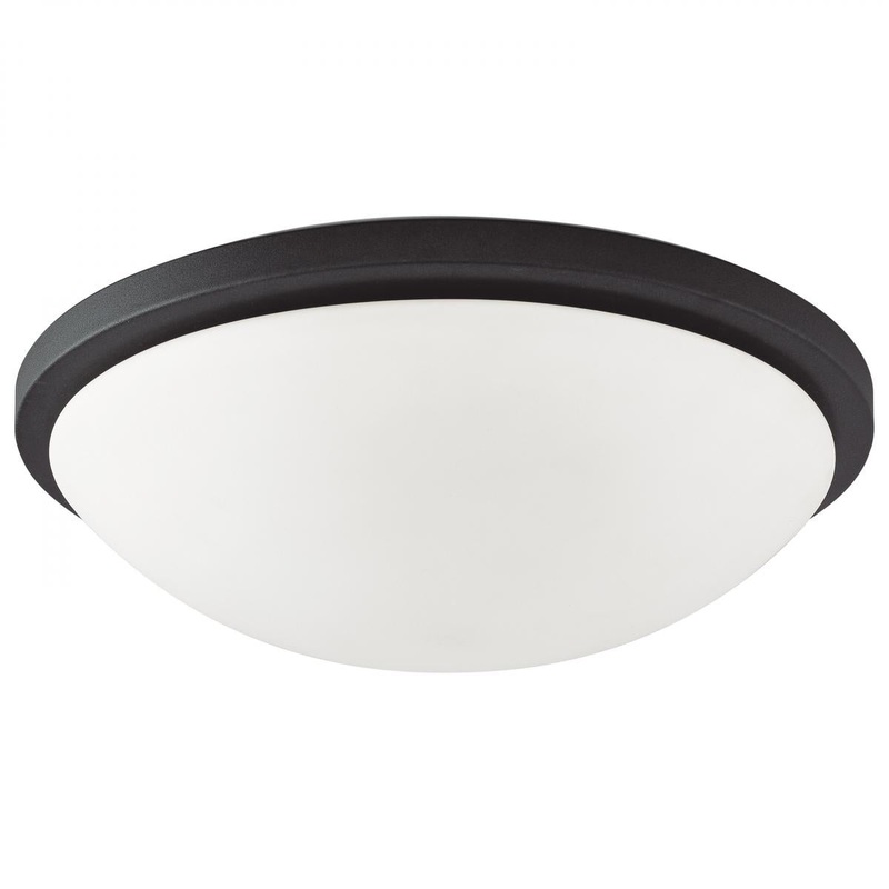 Button; 17 Inch LED Flush Mount Fixture; Matte Black Finish; CCT Selectable; 120 Volts