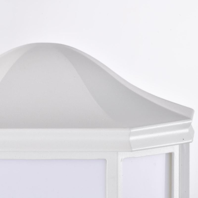 LED Cage Lantern Fixture; White Finish with White Linen Acrylic