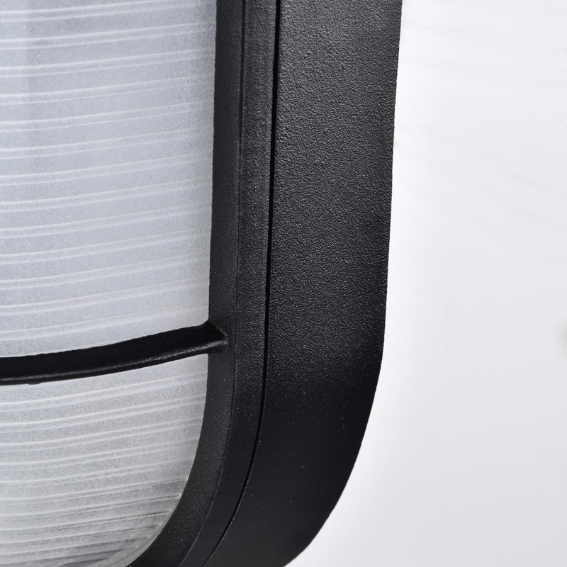 LED Oval Bulk Head Fixture; Black Finish with White Glass