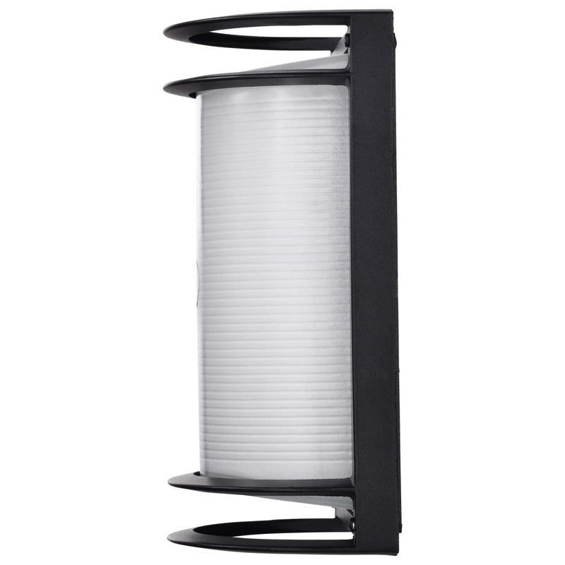 LED Rectangular Bulk Head Fixture; Black Finish with White Glass