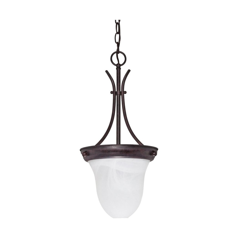 1 Light - 10" Pendant with Alabaster Glass - Old Bronze Finish