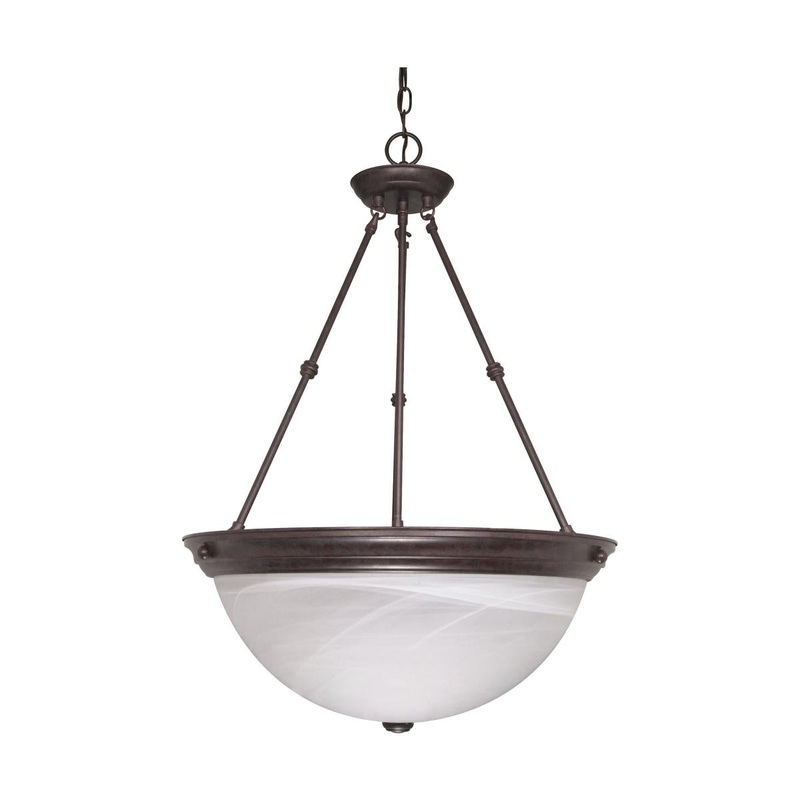 3 Light - 20" Pendant with Alabaster Glass - Old Bronze Finish