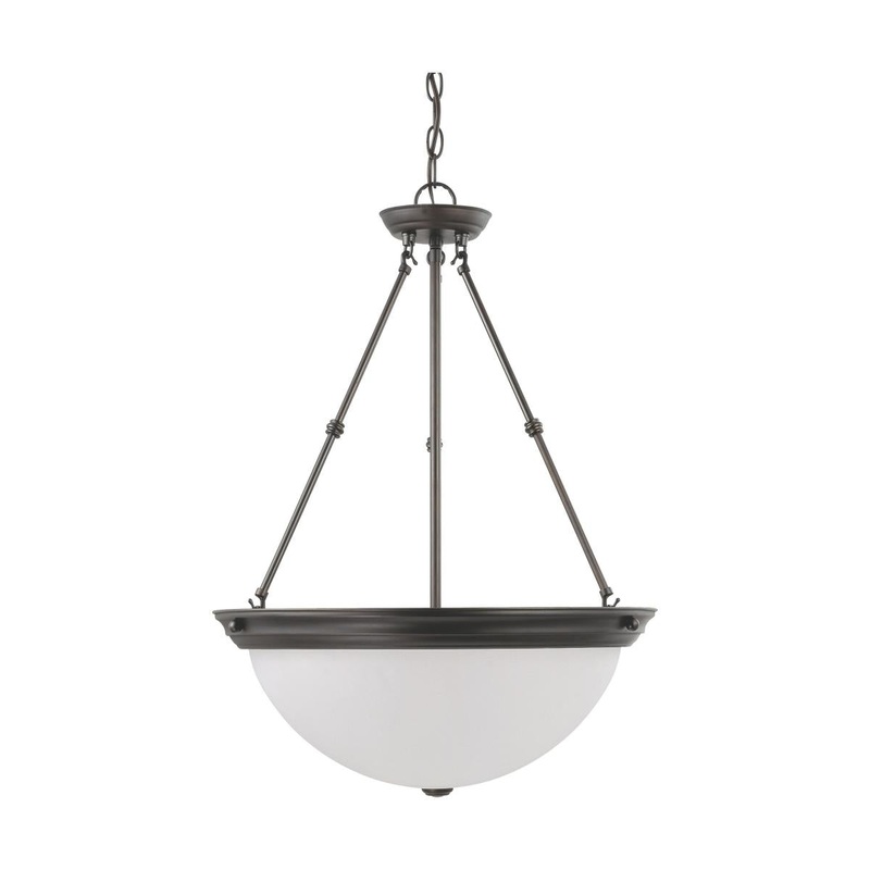 3 Light - 20" Pendant with Frosted White Glass - Mahogany Bronze Finish
