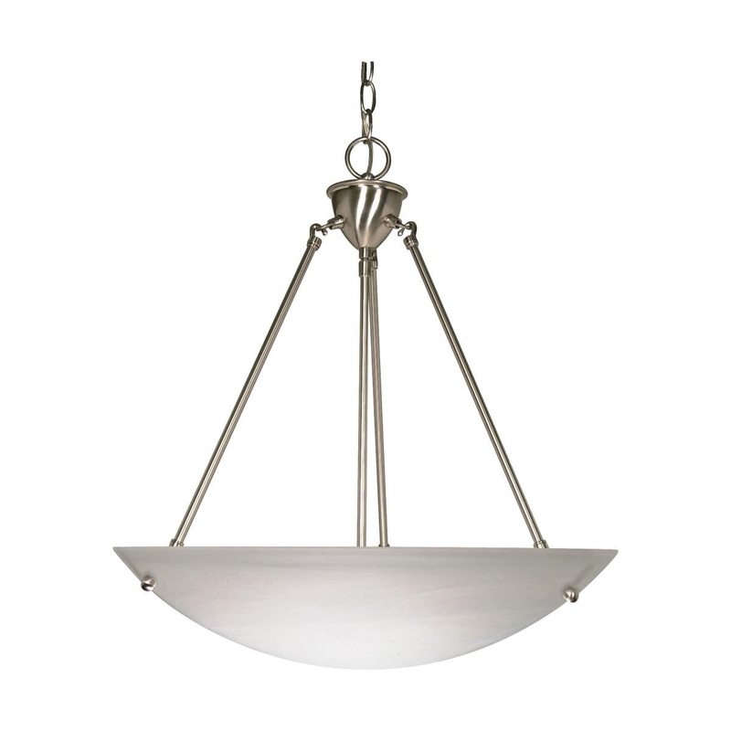 3 Light - 23" Pendant with Alabaster Glass - Brushed Nickel Finish