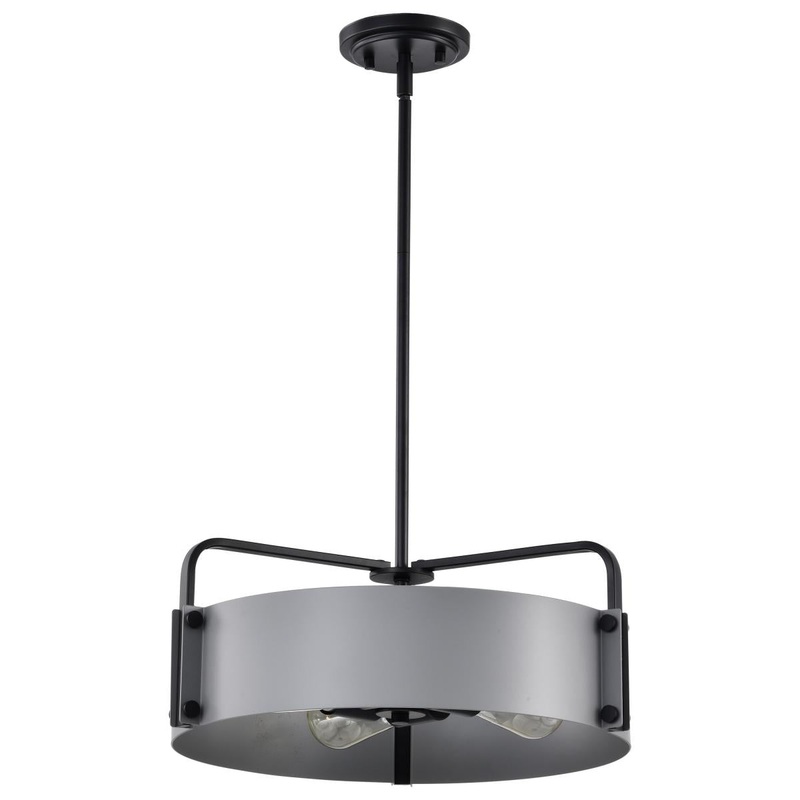 Altos 4 Light Medium Pendant; Gray and Matte Black Finish